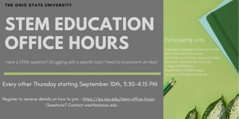 Promotional flyer advertising STEM Education Office Hours